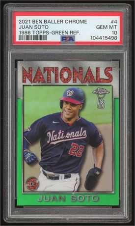 2021 Ben Baller Topps Chrome #4 Juan Soto Green Refractor 17/99 PSA 10 GEM MINT