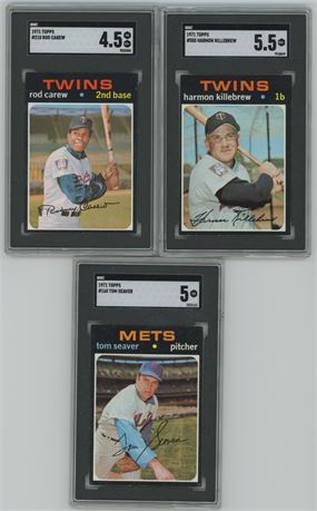 1971 Topps HOF Graded Lot (3) Seaver, Killebrew, Carew
