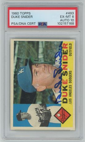 1960 Topps #493 Duke Snider Autograph PSA 6 EXMT Auto 10