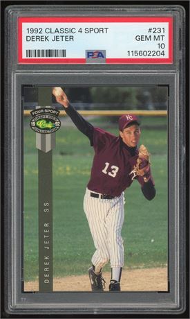 1992 Classic 4 Sport #231 Derek Jeter RC PSA 10 GEM MINT