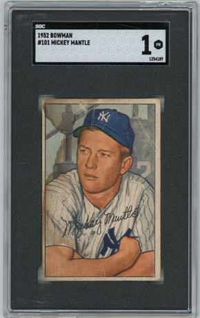 1952 Bowman #101 Mickey Mantle SGC 1 POOR