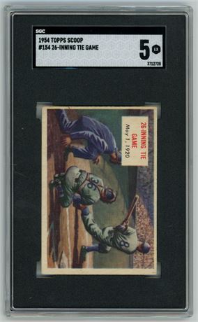 1954 Topps Scoop #154 26 Inning Tie Game SGC 5 EX