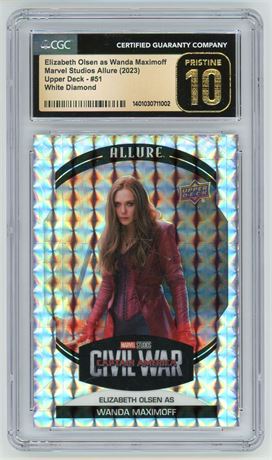 2023 Upper Deck Marvel Allure #51 Elizabeth Olsen White Diamond 28/50 CGC 10
