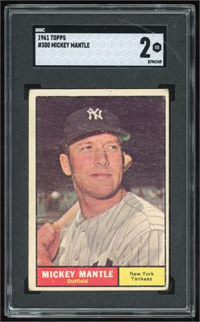 1961 Topps # 300 Mickey Mantle SGC 2 GOOD