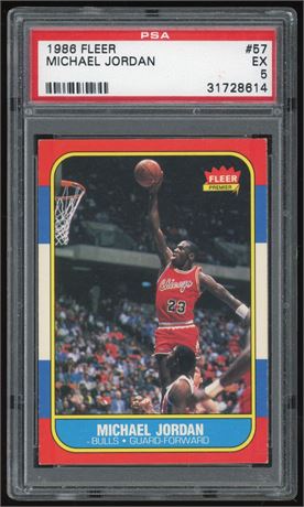 1986 Fleer #57 Michael Jordan RC PSA 5 EX Nicely Centered