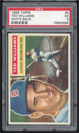 1956 Topps #5 Ted Williams White Back PSA 5 EX Nice Centering
