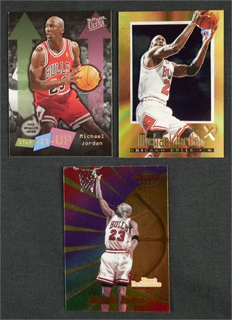 1997 Michael Jordan Basketball Lot (3) w/ Gold Medallion, and Best Performances