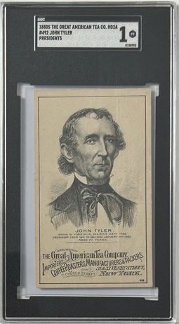 1880s HD2A The Great American Tea Co Presidents #492 John Tyler SGC 1 POOR