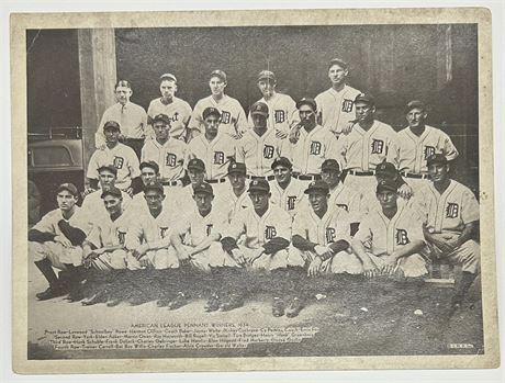 1934 Detroit Tigers Team Photo Hank Greenberg, Mickey Cochrane, Gehringer