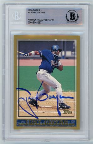 1998 Topps #1 Tony Gwynn BGS Authentic Autograph READ