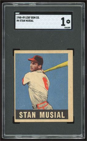 1948 Leaf #4 Stan Musial RC SGC 1 POOR (Writing on back)