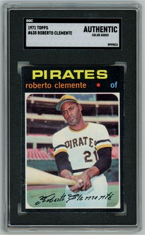 1971 Topps #630 Roberto Clemente SGC Authentic (Color Added)