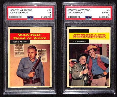 (2) 1958 T.V. Westerns #22 Josh's Weapon PSA 5 & Doc And Matt PSA 6 Lot