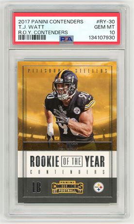 2017 Panini Contenders TJ Watt Rookie Of The Year PSA 10 GEM MINT