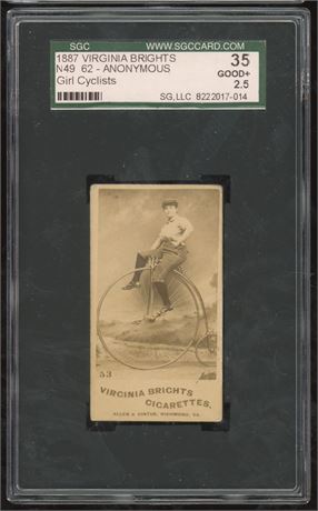 1887 N49 Virgina Brights Anonymous Girl Cyclists SGC 2.5 GOOD+