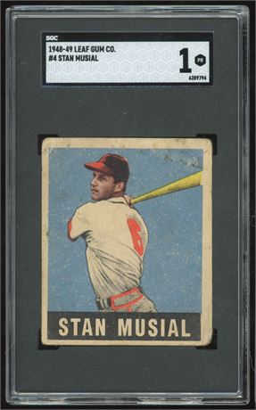 1948 Leaf #4 Stan Musial RC SGC 1 POOR