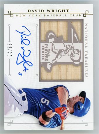 2014 Panini National Treasures #11 David Wright Game Used Bat Relic Auto 22/25