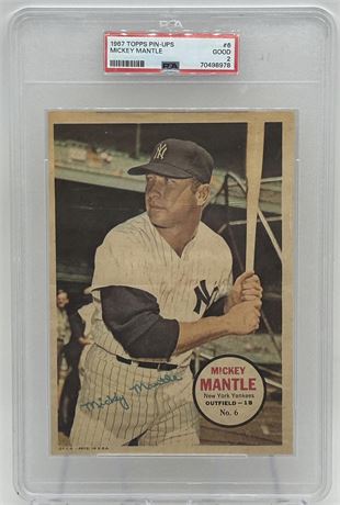 1967 Topps Pin-Ups #6 Mickey Mantle PSA 2 GOOD