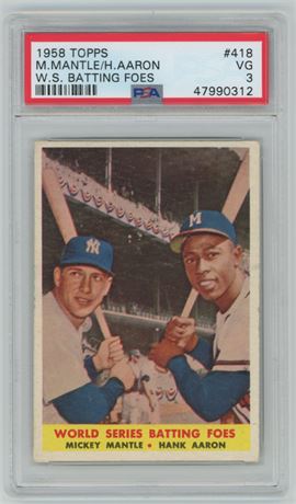 1958 Topps #418 World Series Batting Foes Mantle/Aaron PSA 3 VG