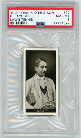 1928 John Player & Son #32 R Lacoste Lawn Tennis PSA 8 NMMT Pop 3 Highest