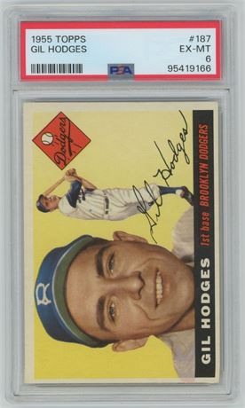 1955 Topps #187 Gil Hodges Hi# PSA 6 EXMT
