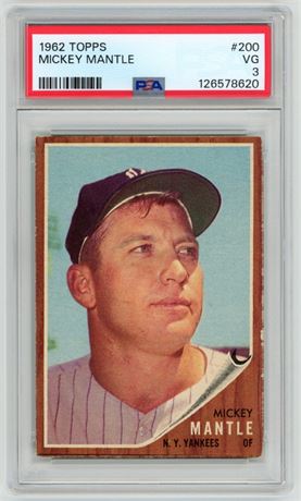 1962 Topps #200 Mickey Mantle PSA 3 VG Centered