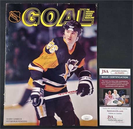 Mario Lemieux Signed 8x10 Program Cover JSA Personalized