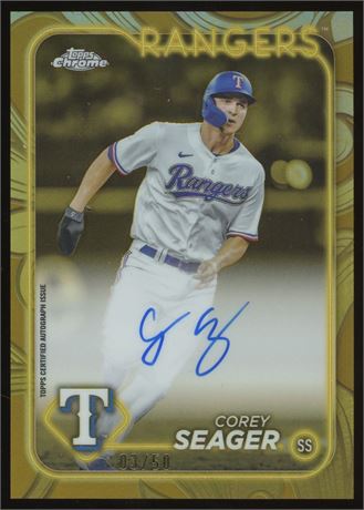 2024 Topps Chrome Corey Seager Gilded Collection Chrome Refractor 3/50 Auto