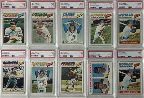 1977 Topps PSA Graded Baseball Lot (10) w/ Brett and Yount etc