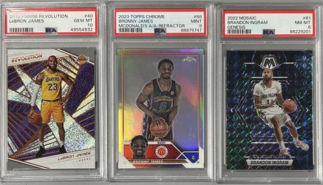 2018-23 PSA Graded basketball Lot (3) w/ LeBron and Bronny Refractor
