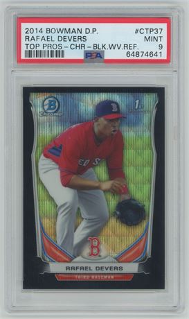 2014 Bowman Draft Picks Rafael Devers RC Chrome Black Wave Refractor PSA 9 MINT