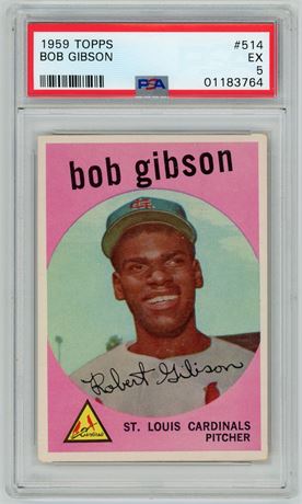 1959 Topps #514 Bob Gibson RC Hi# PSA 5 EX