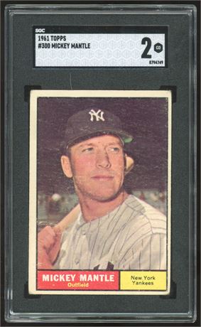 1961 Topps #300 Mickey Mantle SGC 2 GOOD