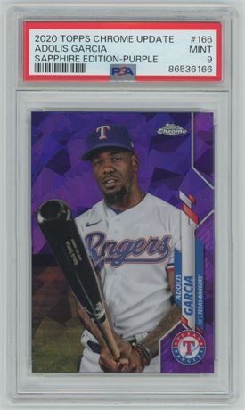 2020 Topps Chrome Update Adolis Garcia Sapphire Edition - Purple 8/10 PSA 9 MINT