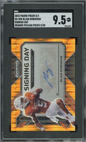 2023 Prizm Draft Picks Bijan Robinson Orange Pulsar Prizm 3/30 SGC 9.5 MINT+