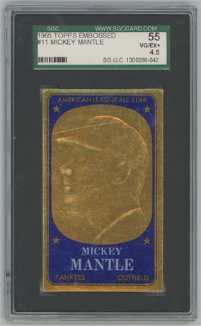 1965 Topps Embossed #11 Mickey Mantle SGC 4.5 VGEX+
