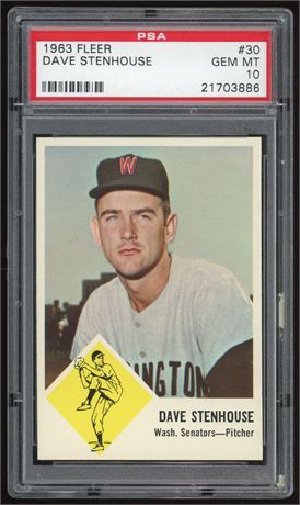 1963 Fleer #30 Dave Stenhouse PSA 10 GEM MINT POP 7