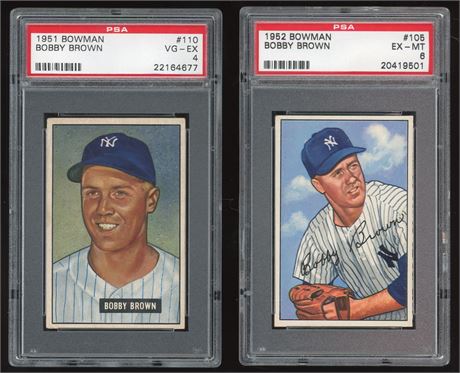 1951-52 Bowman Bobby Brown PSA Graded Lot (2)