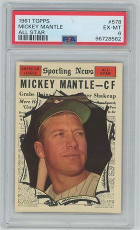 1961 Topps #578 Mickey Mantle All-Star Hi # PSA 6 EXMT