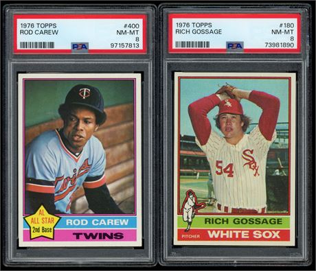 1976 Topps Baseball Goose Gossage & Rod Carew PSA 8 NMMT Lot (2)