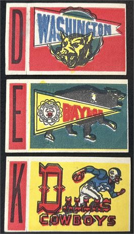 1961 Topps Football Flocked Sticker Insert Lot (3)