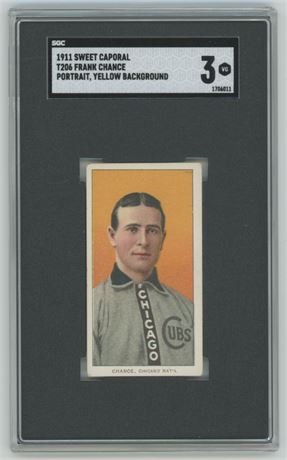 1909-11 T206 Sweet Caporal Fact 42 OP Frank Chance Yellow Portrait SGC 3 VG