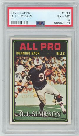 1974 Topps #130 O.J. Simpson PSA 6 EXMT