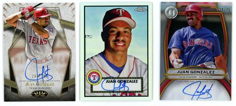 2021-2025 Topps Juan Gonzalez Numbered Autographed Lot (3)
