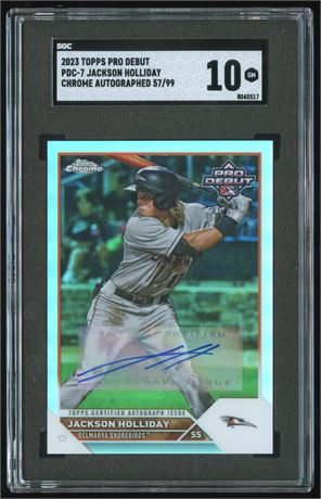 2023 Topps Pro Debut Chrome Ref Jackson Holliday Auto 57/99 SGC 10 GEM MINT