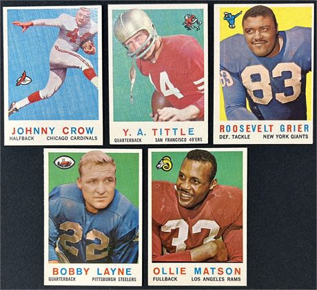 1959 Topps Football HOF and Star Lot (5) w / Layne and Tittle VG-EX