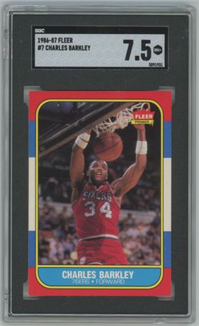 1986-87 Fleer #7 Charles Barkley RC SGC 7.5 NM+