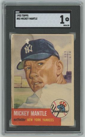 1953 Topps #82 Mickey Mantle SGC 1 POOR