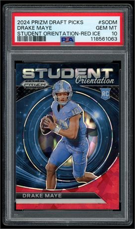 2024 Panini Prizm Draft Picks Drake Maye RC Student Orientation-Red Ice PSA 10