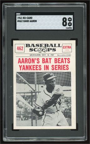 1961 Nu Card #462 Hank Aaron SGC 8 NMMT